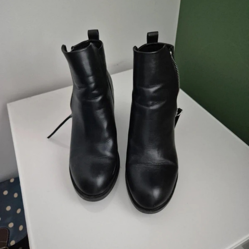 Topshop Black Leather Ankle Boots
